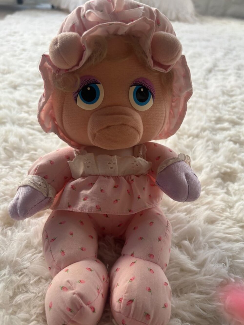 Vintage 1980s Muppet Babies Miss Piggy Plush Pampers Promo Doll 14 Inch